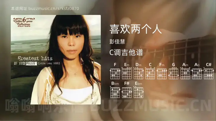 喜欢两个人 彭佳慧 吉他谱C调简单版