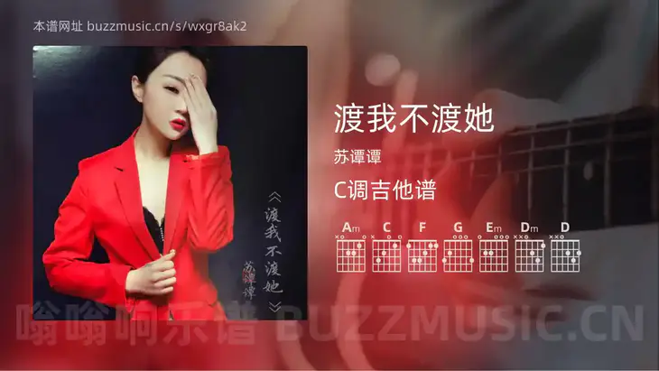 渡我不渡她 苏谭谭 吉他谱C调简单版