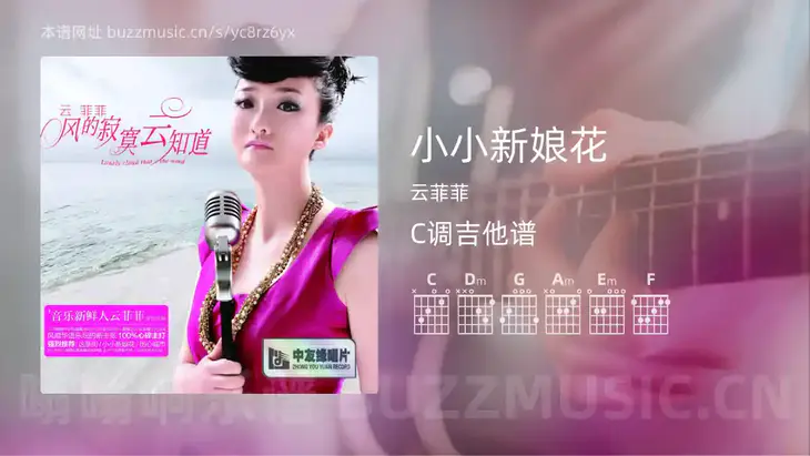 小小新娘花 云菲菲 吉他谱C调简单版