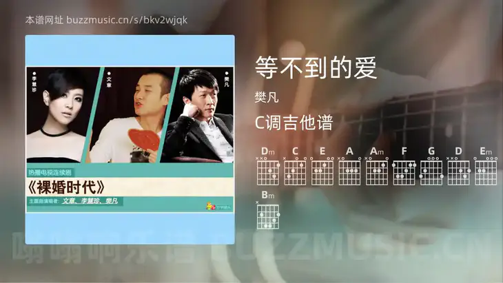 等不到的爱 樊凡 吉他谱C调简单版