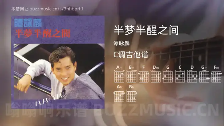 半梦半醒之间 谭咏麟 吉他谱C调简单版