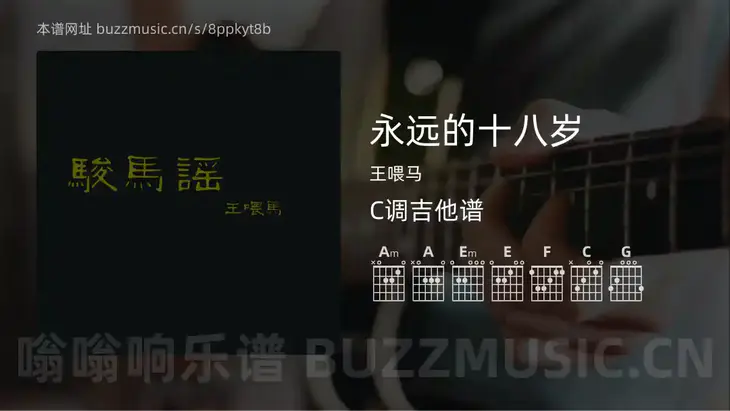 永远的十八岁 王喂马 吉他谱C调简单版
