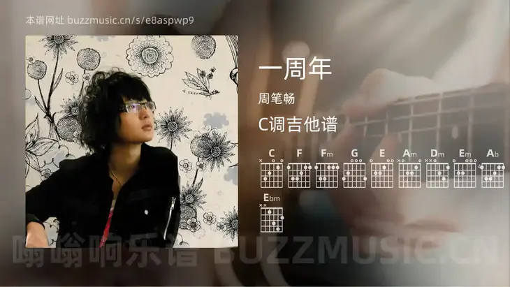 一周年 周笔畅 吉他谱C调简单版