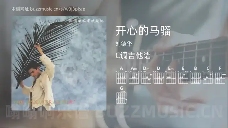 开心的马骝 刘德华 吉他谱C调简单版