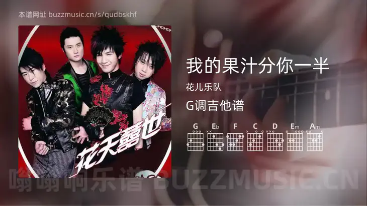 我的果汁分你一半 花儿乐队 吉他谱G调简单版