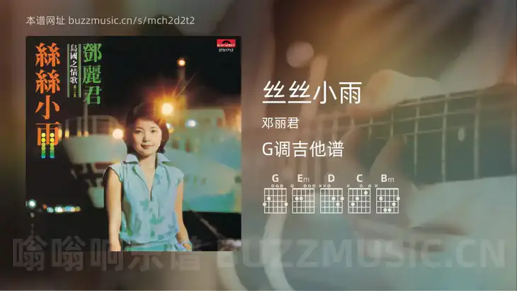 丝丝小雨 邓丽君 吉他谱G调简单版