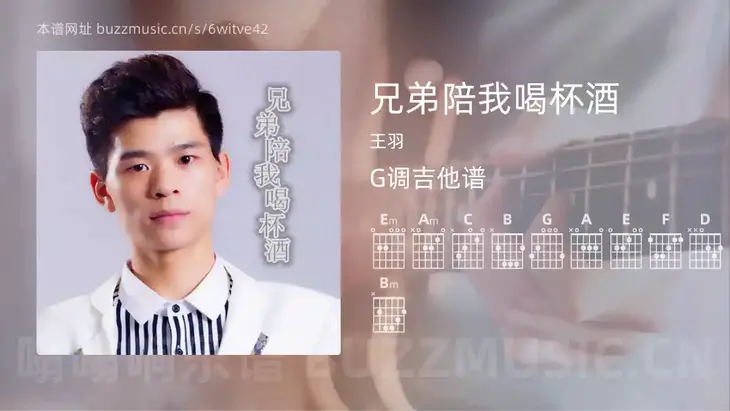 兄弟陪我喝杯酒 王羽 吉他谱G调简单版