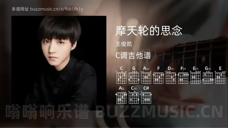 摩天轮的思念 王俊凯 吉他谱C调简单版