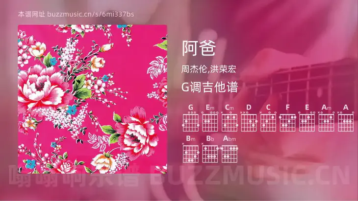 阿爸 周杰伦,洪荣宏 吉他谱G调简单版