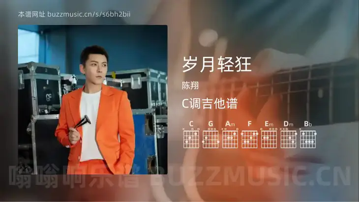 岁月轻狂 陈翔 吉他谱C调简单版