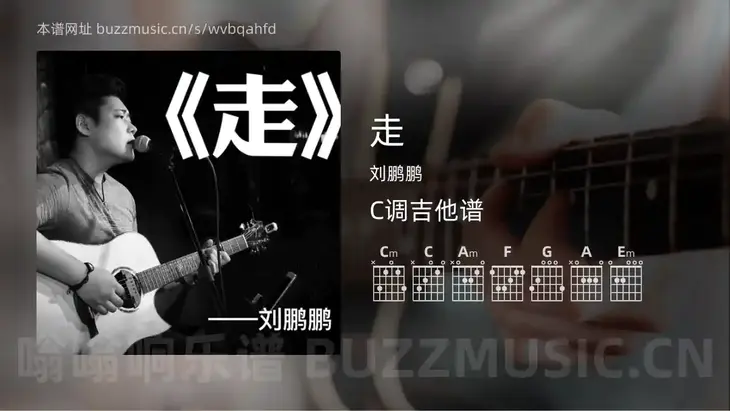 走 刘鹏鹏 吉他谱C调简单版