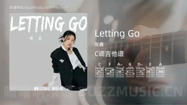 Letting Go 张鑫 吉他谱C调简单版