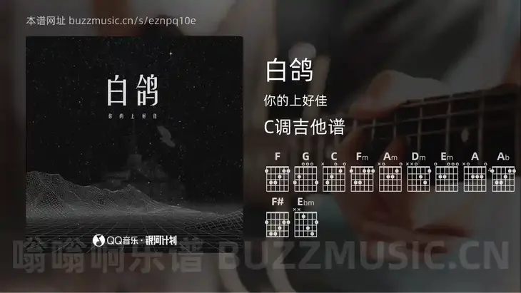 白鸽 你的上好佳 吉他谱C调简单版