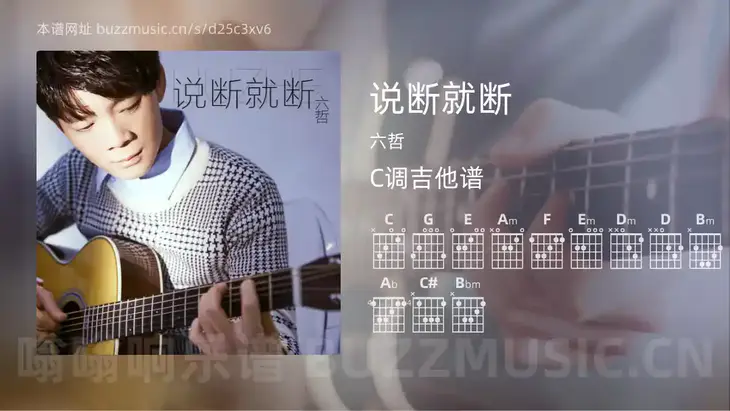 说断就断 六哲 吉他谱C调简单版