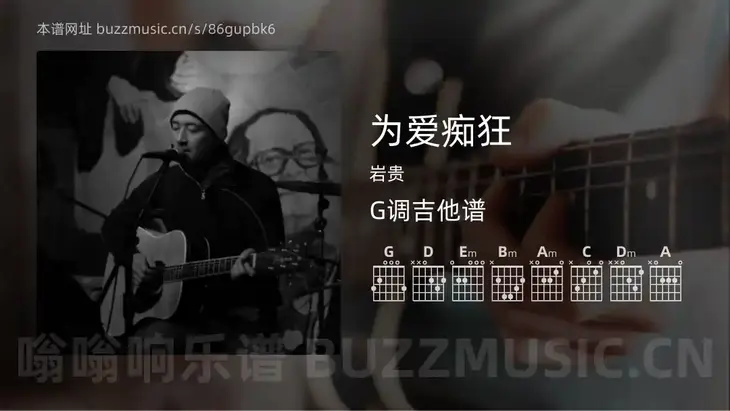 为爱痴狂 岩贵 吉他谱G调简单版