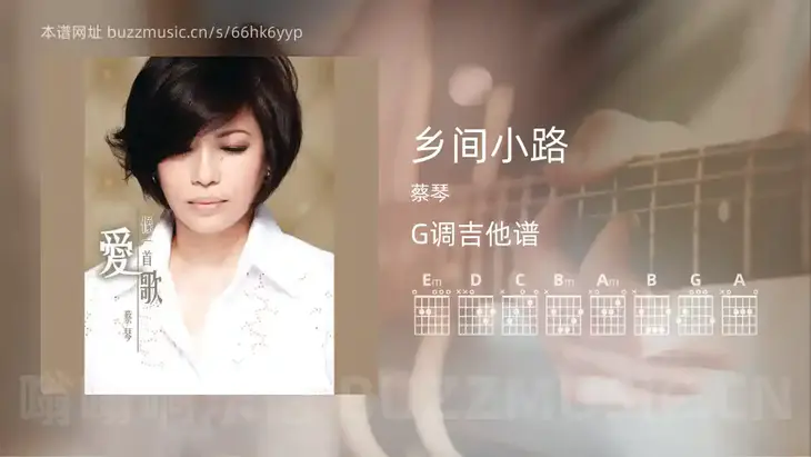 乡间小路 蔡琴 吉他谱G调简单版