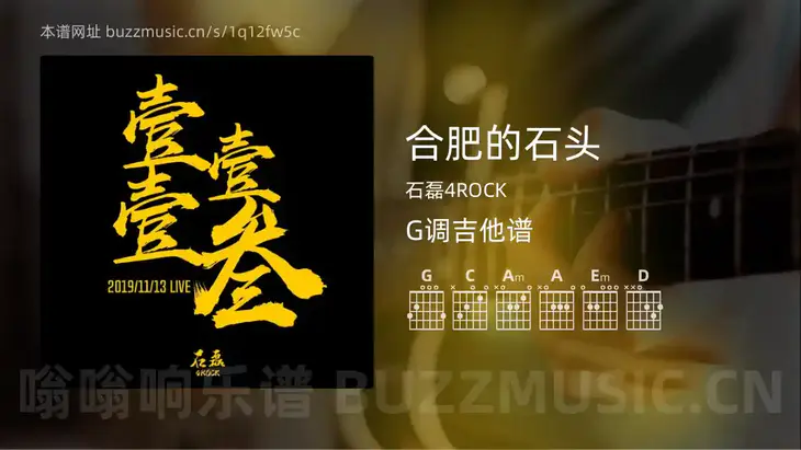合肥的石头 石磊4ROCK 吉他谱G调简单版