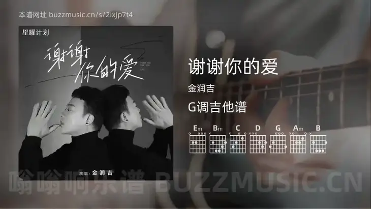 谢谢你的爱吉他谱G调 金润吉 简单版