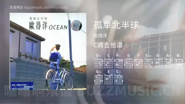 孤单北半球 欧得洋 吉他谱C调简单版