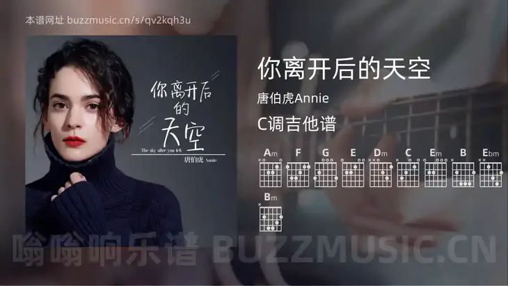 你离开后的天空吉他谱C调 唐伯虎Annie 简单版