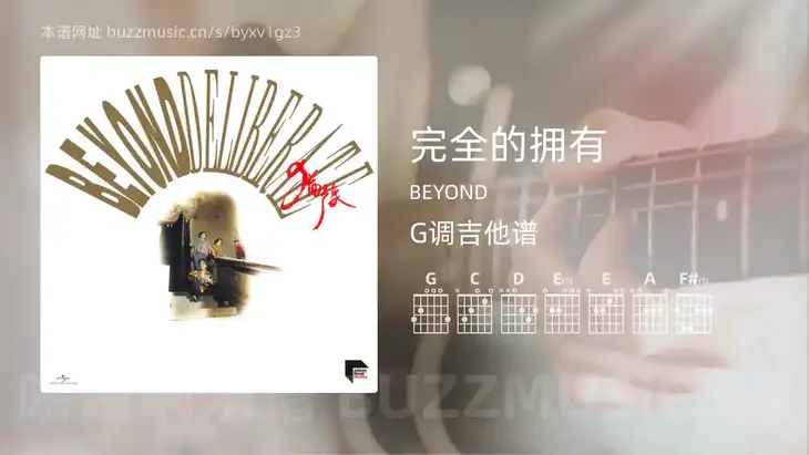 完全的拥有吉他谱G调 BEYOND 简单版