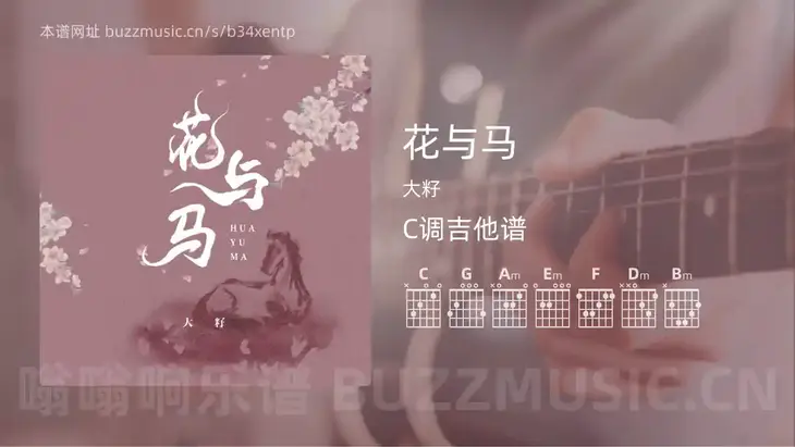 花与马 大籽 吉他谱C调简单版