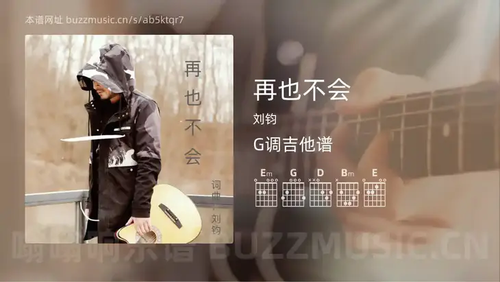 再也不会 刘钧 吉他谱G调简单版