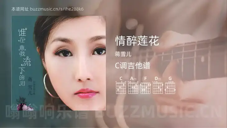 情醉莲花吉他谱C调 蒋雪儿 简单版