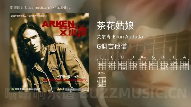茶花姑娘 艾尔肯-Erkin Abdulla 吉他谱G调简单版