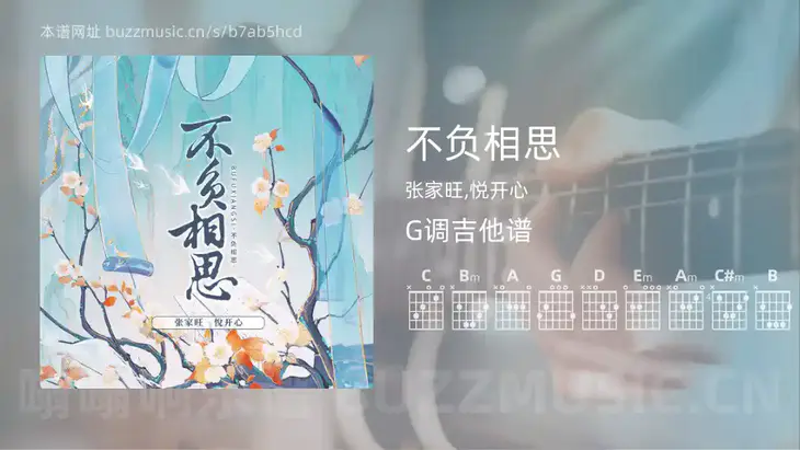 不负相思 张家旺,悦开心 吉他谱G调简单版