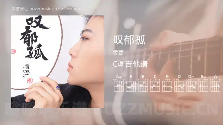 叹郁孤吉他谱C调 霄磊 简单版