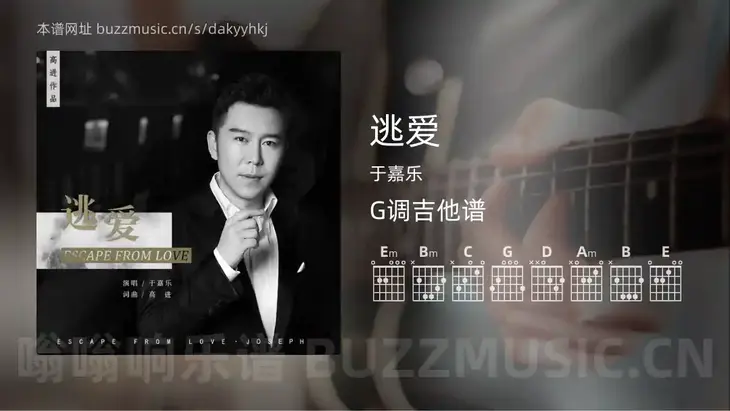 逃爱 于嘉乐 吉他谱G调简单版