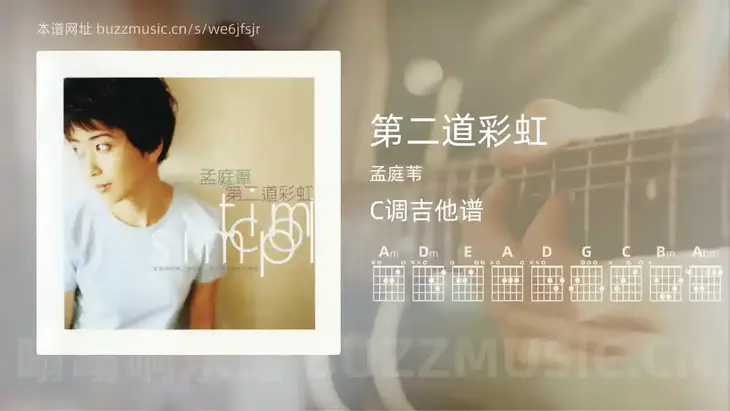 第二道彩虹 孟庭苇 吉他谱C调简单版