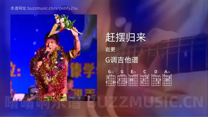 赶摆归来 岩更 吉他谱G调简单版