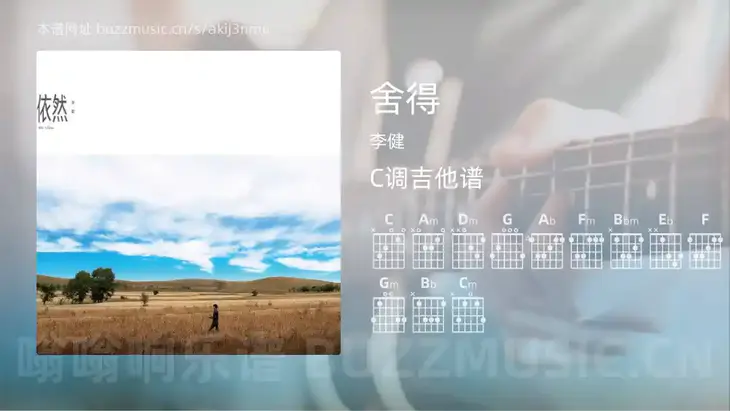 舍得吉他谱C调 李健 简单版