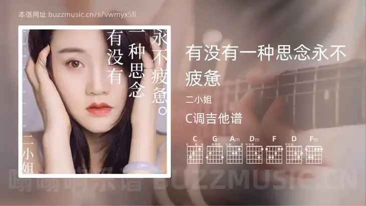 有没有一种思念永不疲惫 二小姐 吉他谱C调简单版