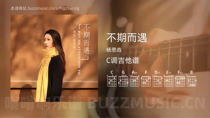 不期而遇吉他谱C调 杨思垚 简单版