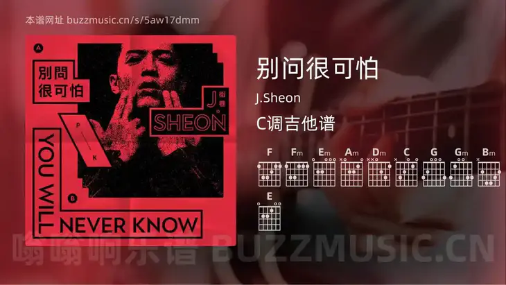 别问很可怕 J.Sheon 吉他谱C调简单版