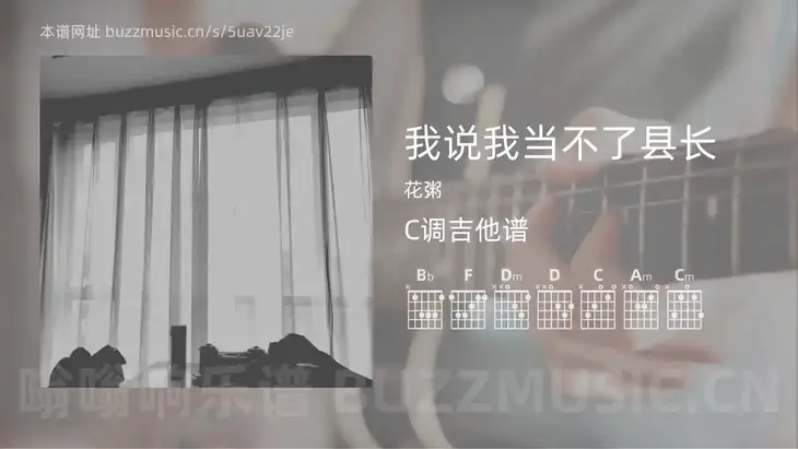 我说我当不了县长吉他谱C调 花粥 简单版