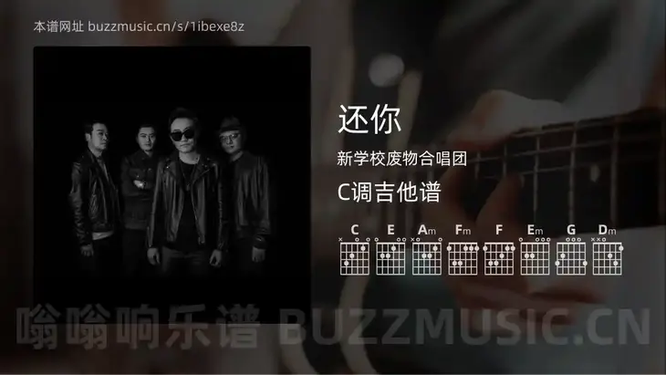 还你 新学校废物合唱团 吉他谱C调简单版
