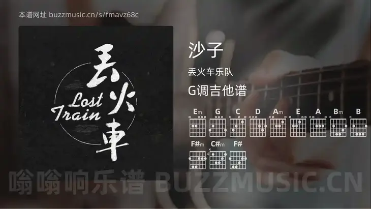 沙子 丢火车乐队 吉他谱G调简单版