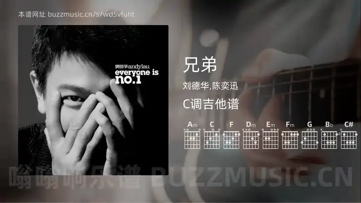 兄弟 刘德华,陈奕迅 吉他谱C调简单版