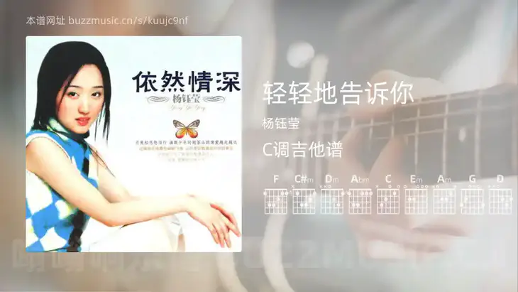 轻轻地告诉你 杨钰莹 吉他谱C调简单版