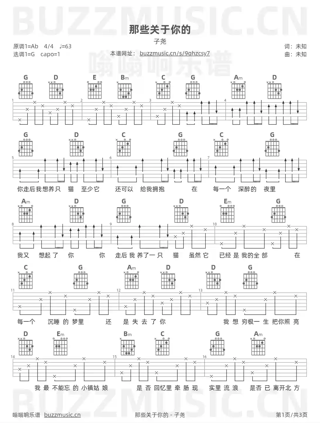 吉他谱第1页