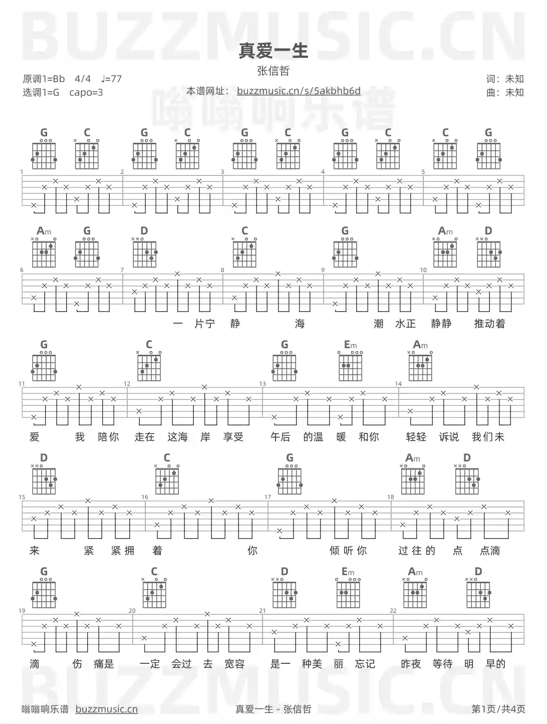 吉他谱第1页