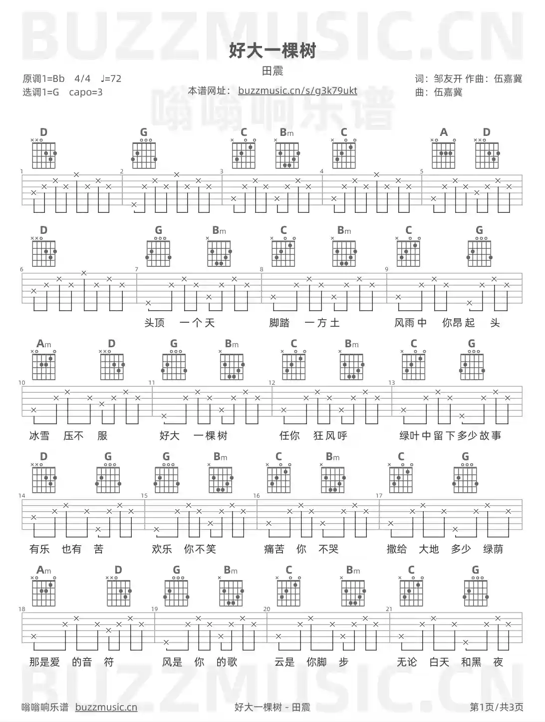 吉他谱第1页