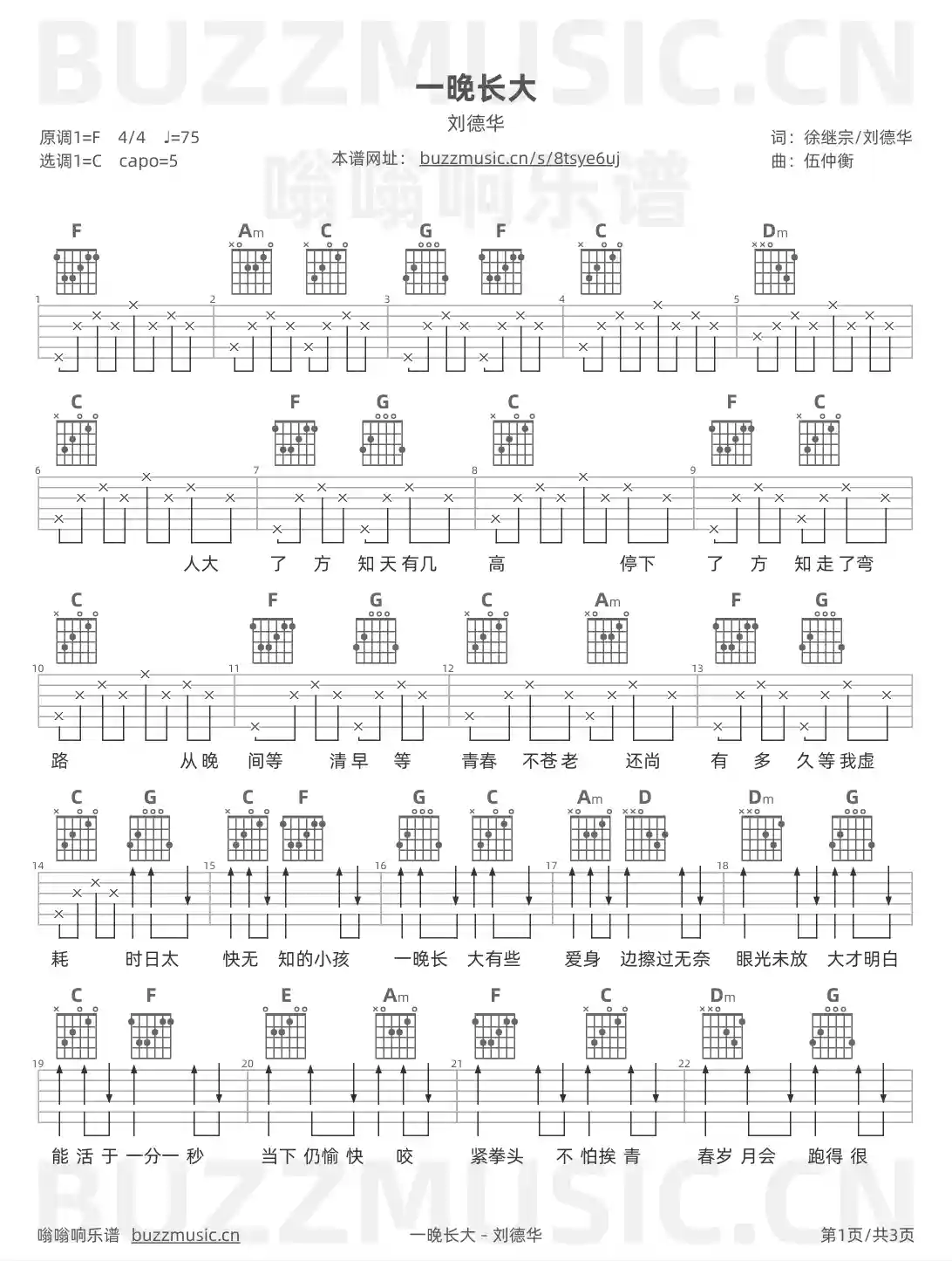 吉他谱第1页