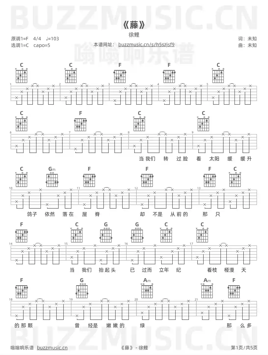 吉他谱第1页